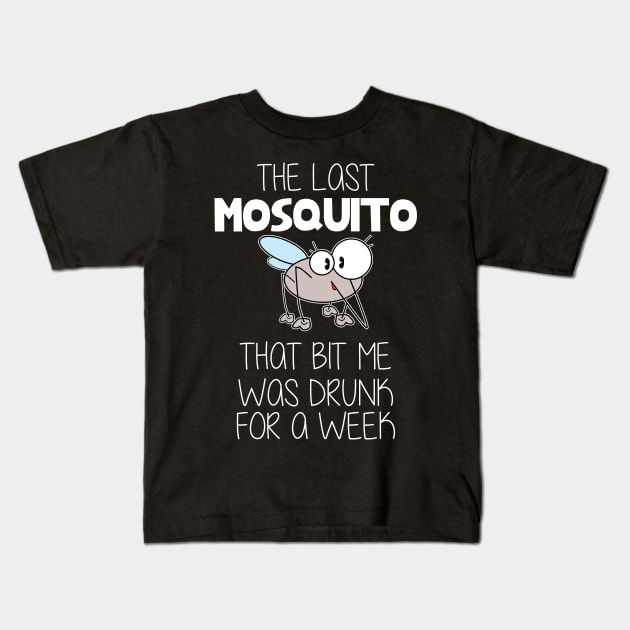 Alcohol Drunk Mosquito Kids T-Shirt by Imutobi